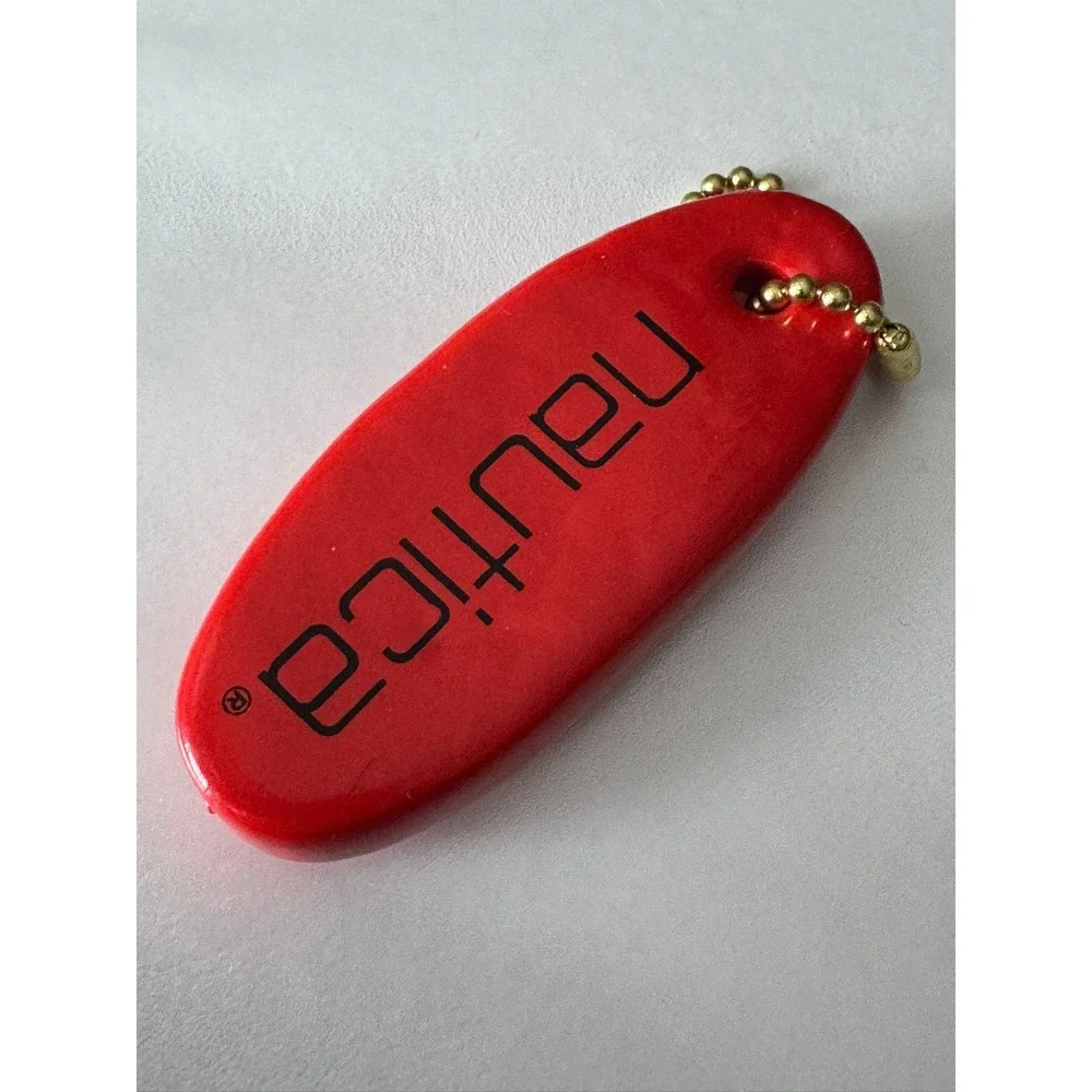 Nautica Vintage Floating Keychain Orange Red Foam Boating Water Sports Ring Logo